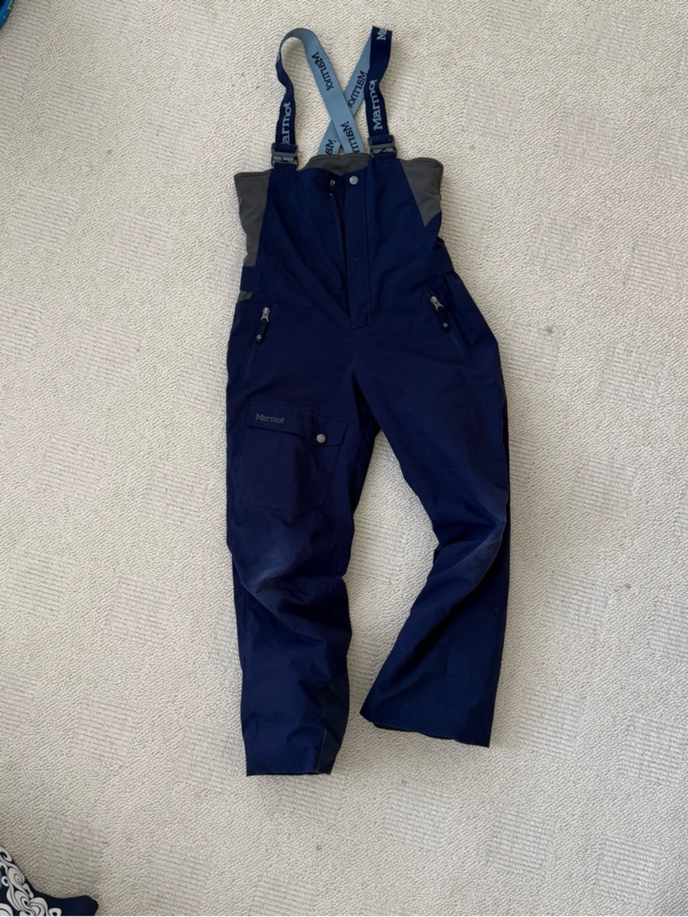 Marmot Youth Navy Waterproof Bib Ski/ Snowboard Pants with Adjustable Suspenders